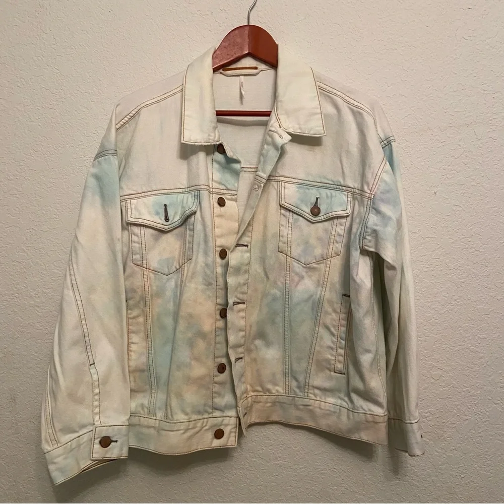 Free People Cream Denim Jacket - Picture 2 of 8